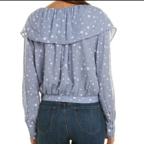 LUMIERE Blue Polka-dot Longsleeve Blouse Size Medium - Picture 2 of 8